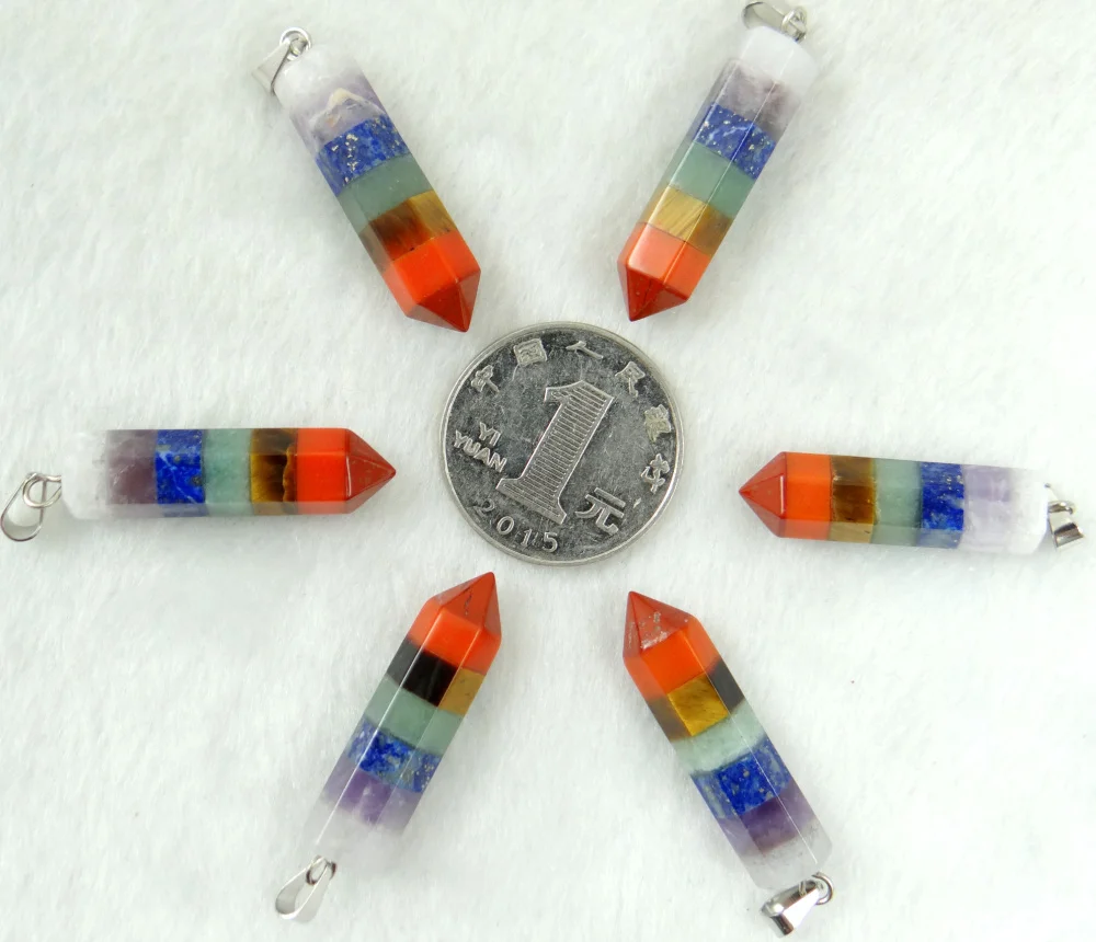 Многослойный кулон 35 мм из натурального камня с бирюзой кварцем кристаллом lapis