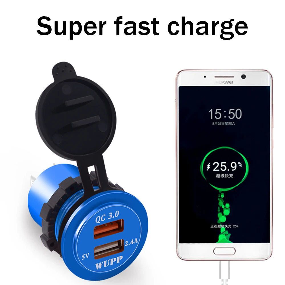 WUPP автомобильное быстрое зарядное устройство QC 3,0 адаптер питания двойной USB автомобильный DC 12 V-24 V прикуриватель 2 порта для iPhone Android