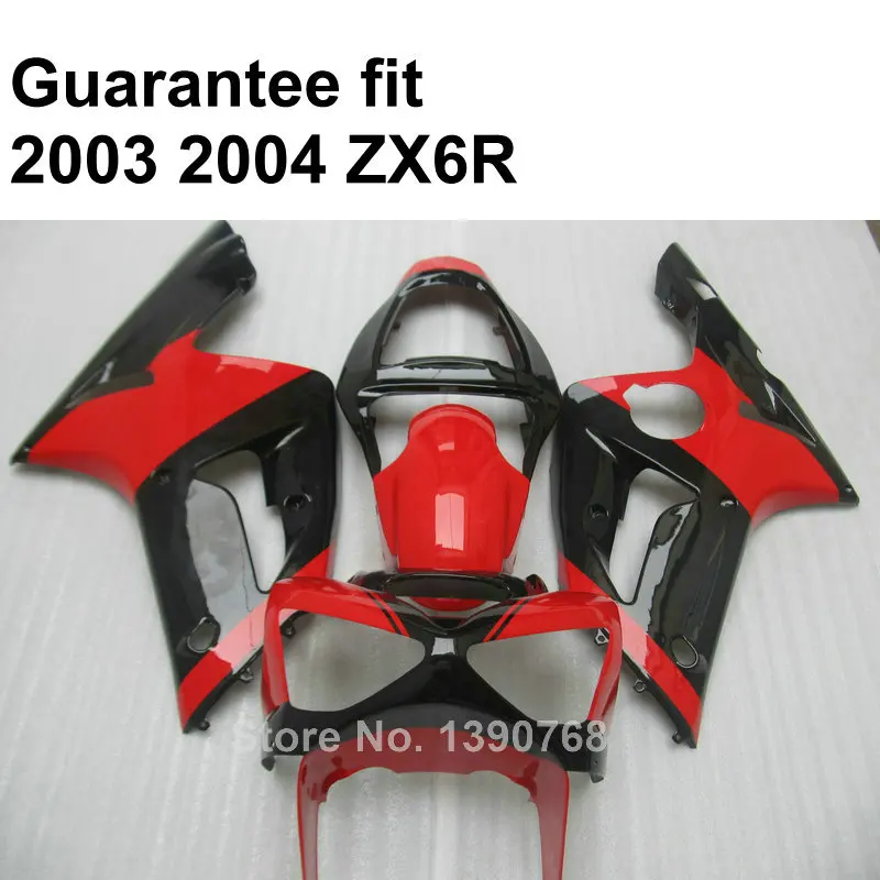 

free custom fairing kit for Kawasaki ZX6R 2003 2004 red black fairings Ninja ZX 6R fairings 636 03 04 IT17