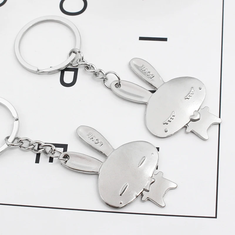 2 Piece Fashion Couple Key Chain Creative Animal Rabbit Pendant Alloy Men And Women Trend Gift Jewelry | Украшения и аксессуары