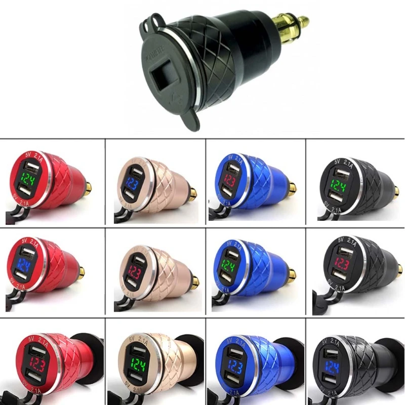 

Aluminum Motorcycle Dual USB Charger DIN Socket 4.2A Voltmeter for BMW Motorbike
