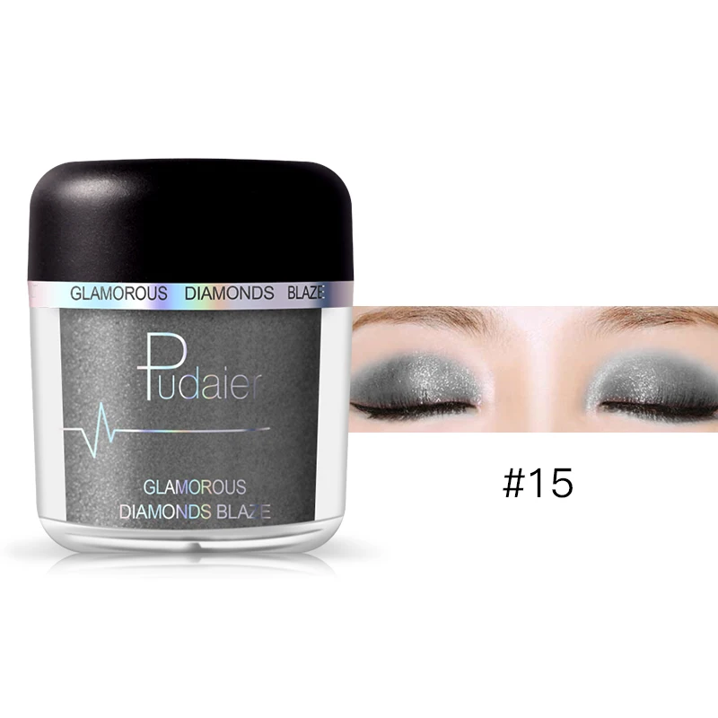 color 15 Pudaier 1 шт. 28 цветов Тени для век порошок блестящие тени для век Палетка для макияжа металлическая Водонепроницаемая Мерцающая Косметика Красота - Цвет: color 15