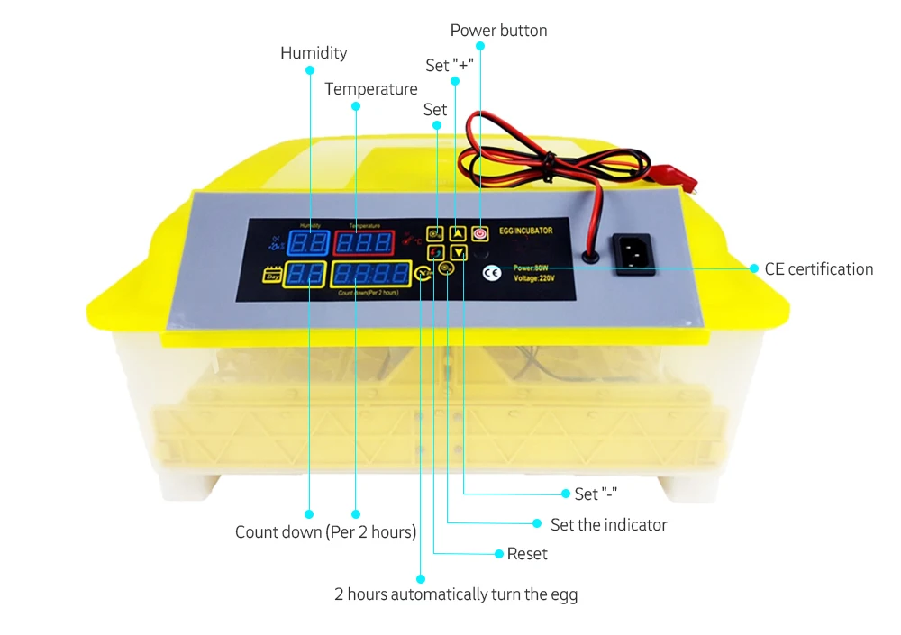 Низкая цена 12V 220 В птицы Machine48 цифровой Температура полностью автоматический инкубатор для курицы, утки, перепела попугай