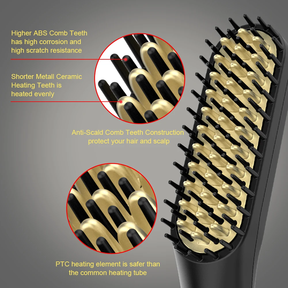 ANLAN Hair Comb Brush Beard Straightener Multifunctional Hair Straightening Comb Hair Curler Quick Beard Hair Styler EU Plug