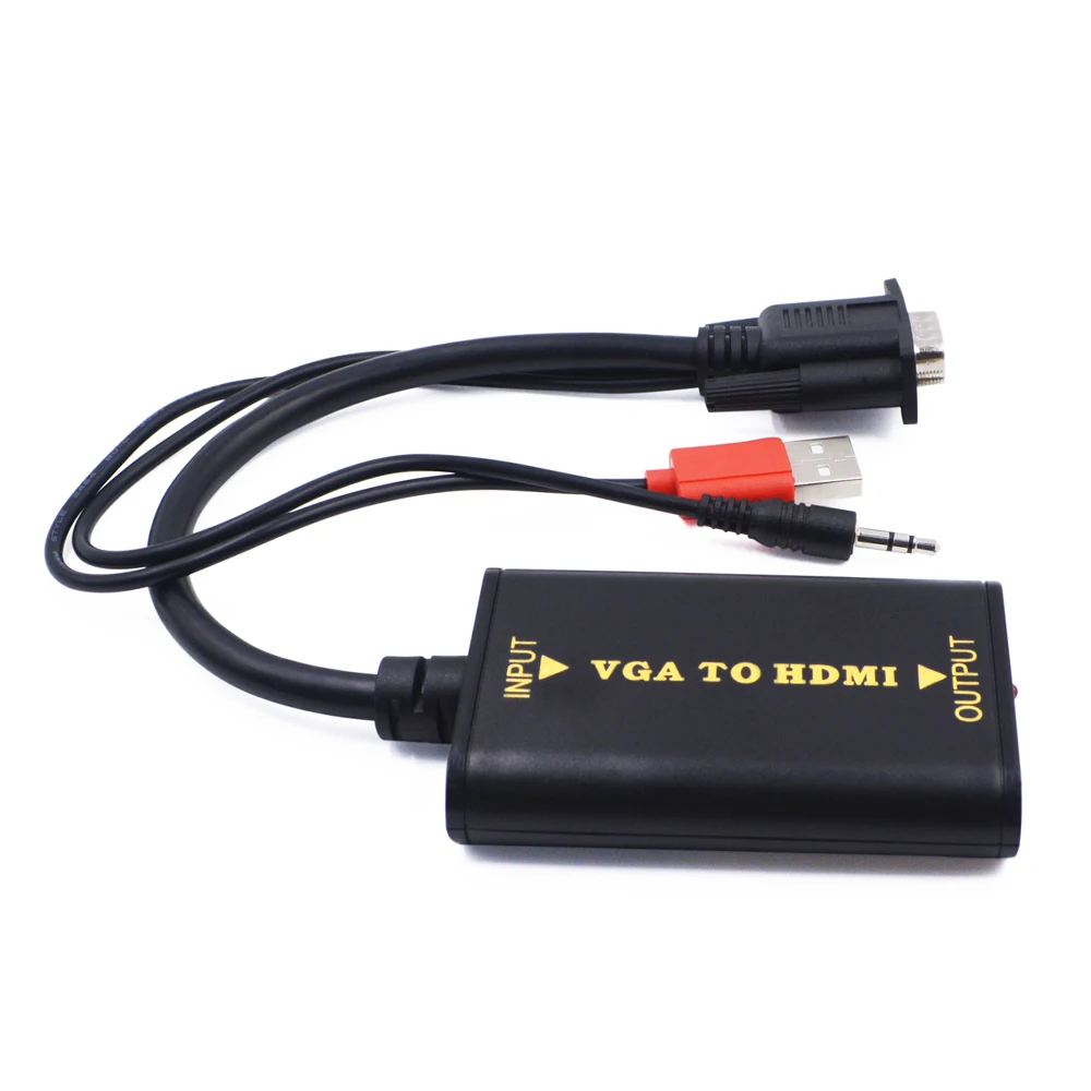 Elistooop Portable Plug and play VGA To HDMI Output 1080P HD Audio TV AV HDTV PC Video Cable VGA2HDMI Converter Adapter | Электроника