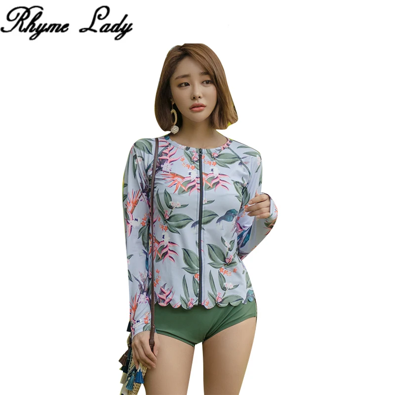 Рифма Леди с длинным рукавом Rash Guard Горячая женский 3 предмета на молнии