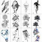 VANKIRS 3D маленькие индейцы Черепаховые татуировки наклейки для женщин на тело на руку шею Медуза цветок татуировки Временные киты Единорог тату