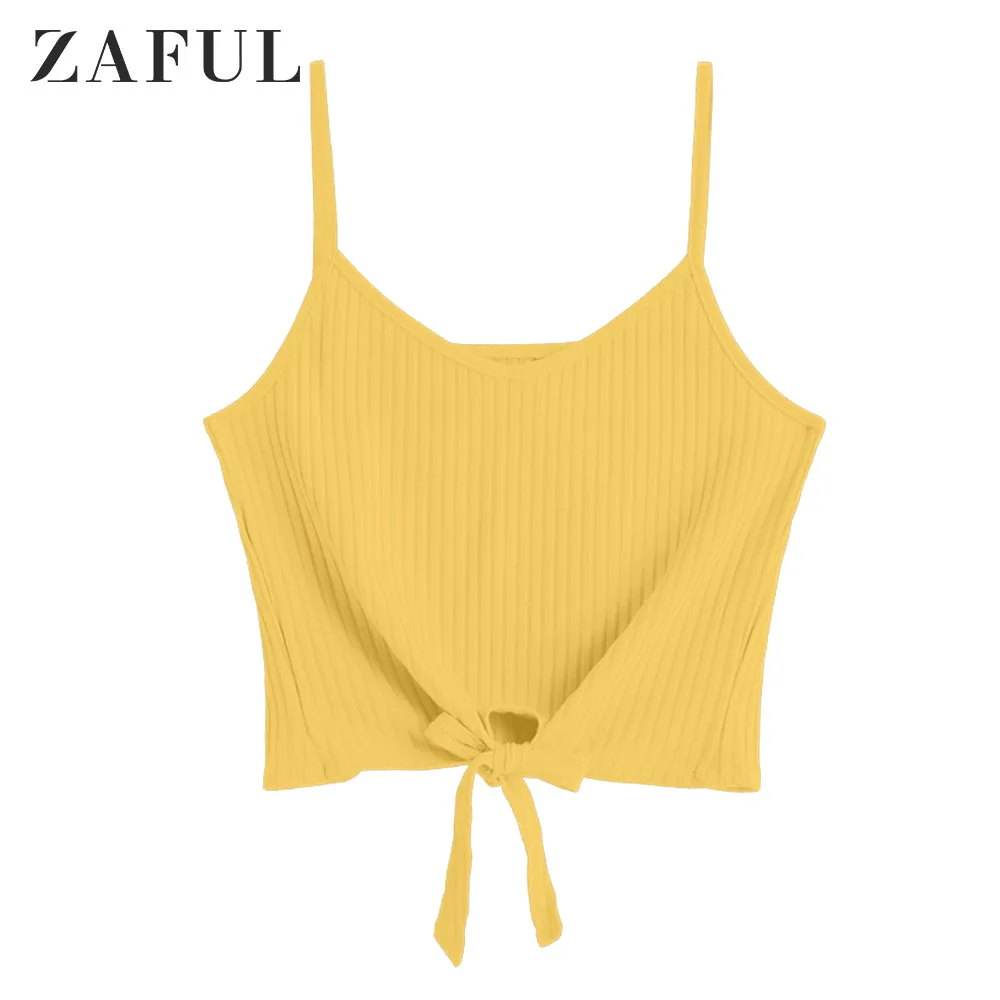 Женский короткий топ на бретельках ZAFUL короткие топы с вырезом спереди