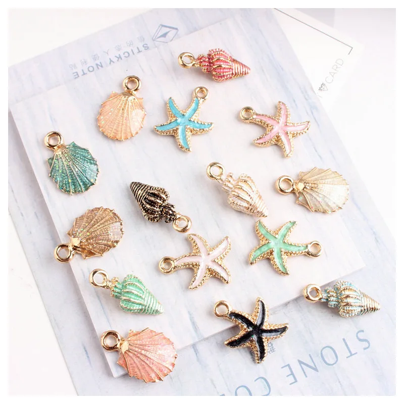 10 шт. цветная морской океан Морская звезда раковину море Эмаль Подвески DIY