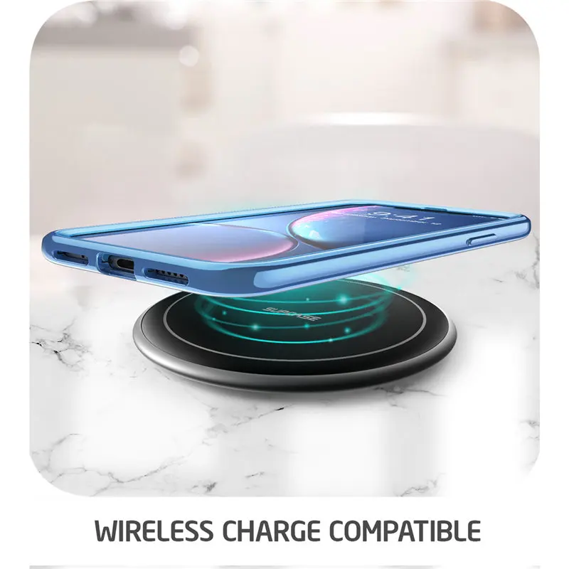 SUP чехол для iPhone XR 6,1 дюймов, чехол UB Electro, полный корпус, прозрачный, блестящий тонкий гибридный Чехол со встроенной защитной пленкой