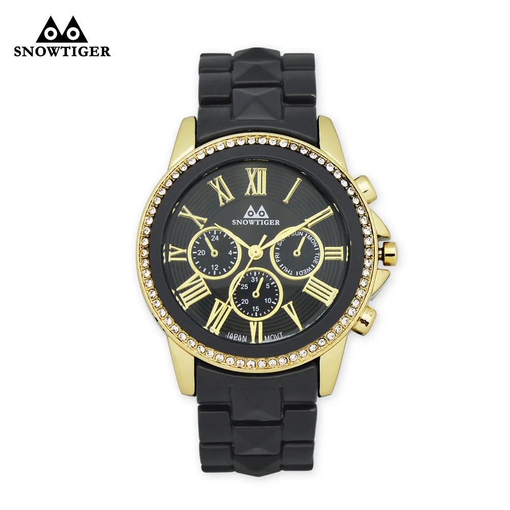 Горячая Мода золотые часы Роскошные Женевские Брендовые женские модельные