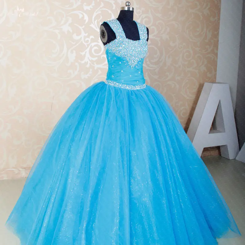 RSE276 высокое качество Yiaibridal Кристальные бисерные плечевые ремни Aqua Blue Quinceanera