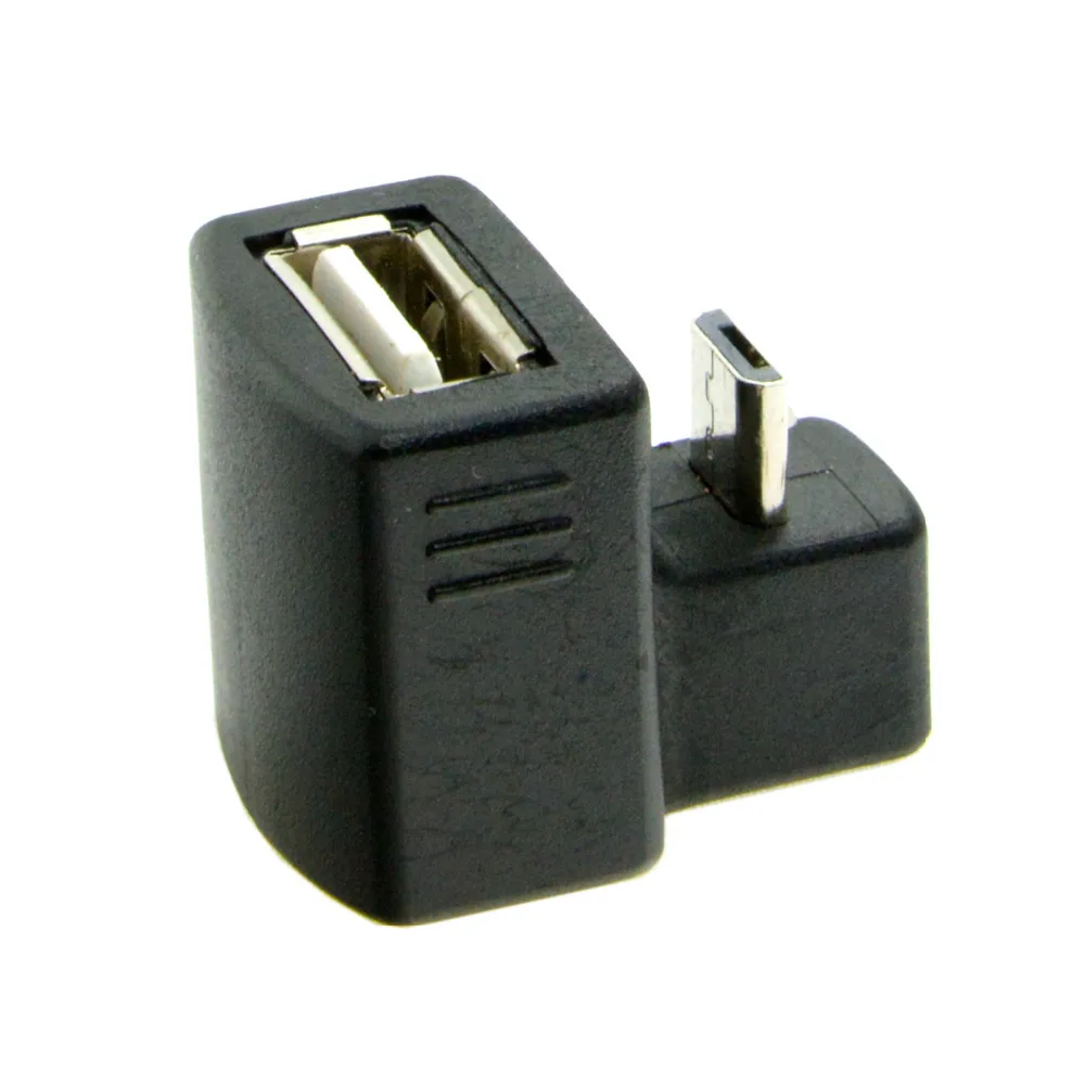 

180 Degree Down Right Angled Micro USB OTG to USB 2.0 Female Extension Adapter for Cell Phone & Tablet
