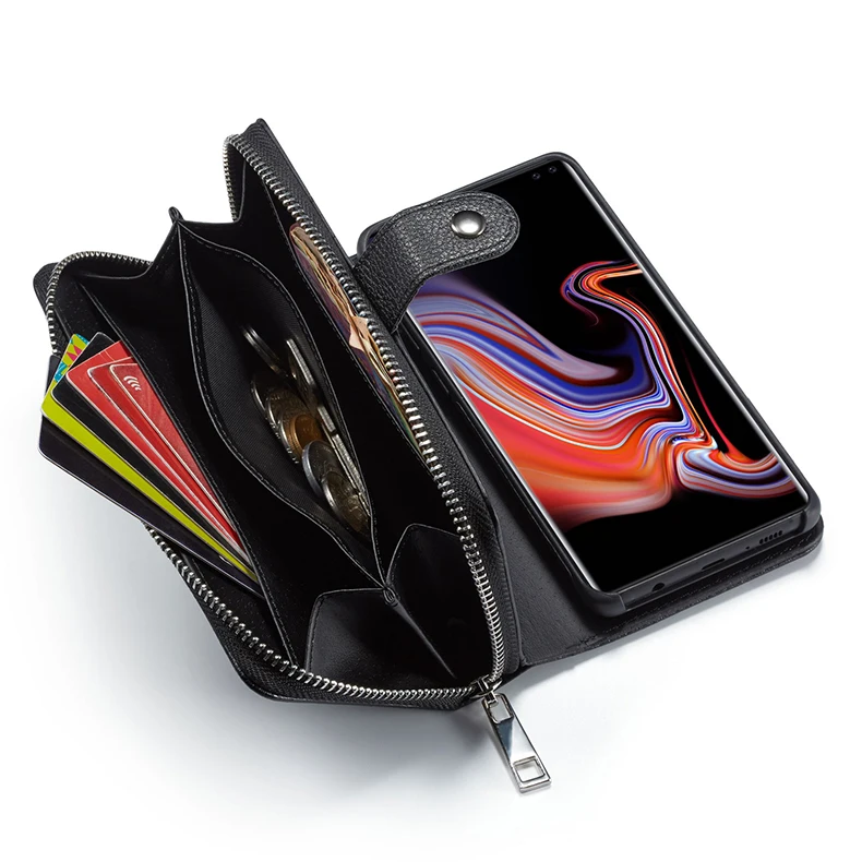 Для samsung galaxy S10 Plus S8 9 Plus S7edge съемный кошелек на молнии Личи узор из искусственной кожи чехол для iPhone 6 7 8 Plus XS MAS