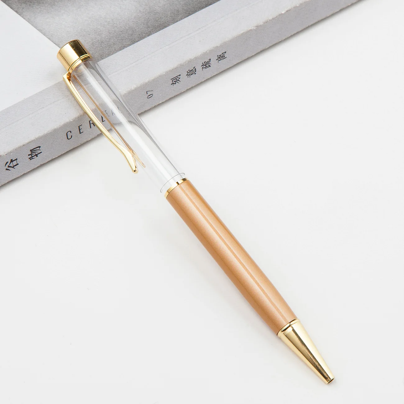 Rose Gold 10 шт./компл. творчески 1,0 мм пустой тюбик Floaty ручка металлическая медь высокого класса золото Шариковая ручка без каких-либо золотые Фольга масло шариковых ручек - Цвет: Rose Gold