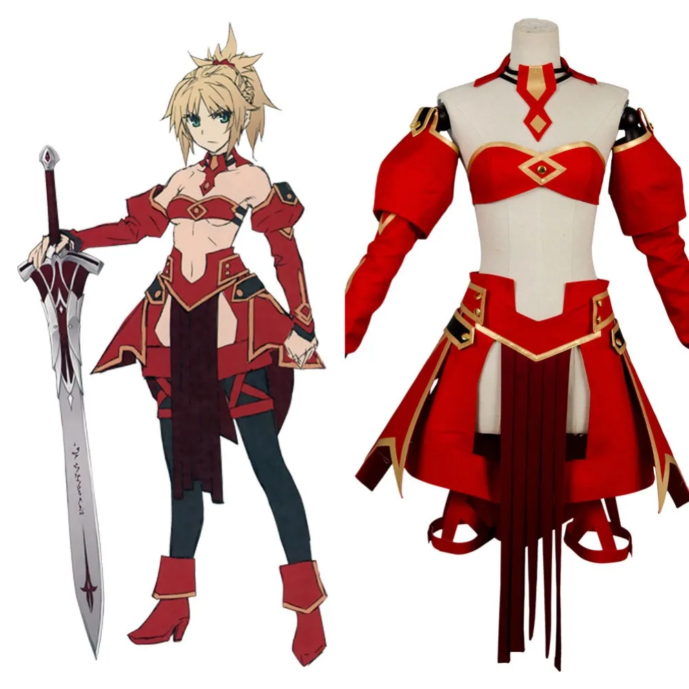 Fate Apocrypha cosplay FA Red Saber Mordred косплей костюм красный секс полный комплект Хэллоуин Карнавальный костюм для взрослых