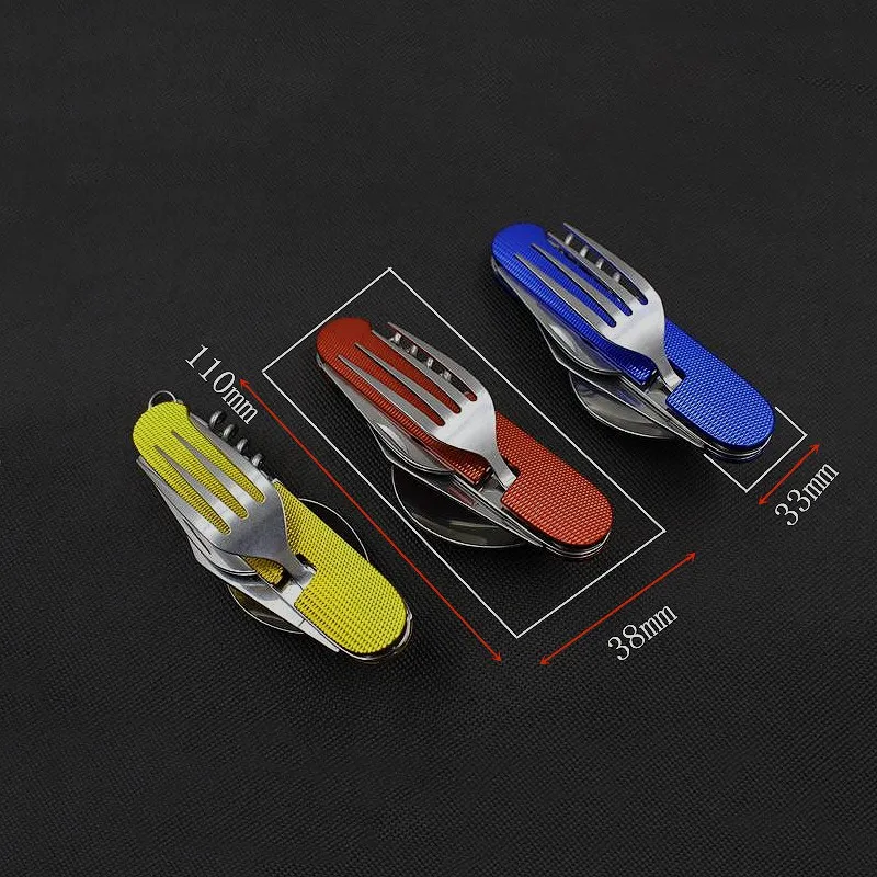 Outdoor Tableware Camping Folding Spoon Fork Knife Set Portable Travel Hiking Stainless Steel Pocket Picnic | Спорт и развлечения
