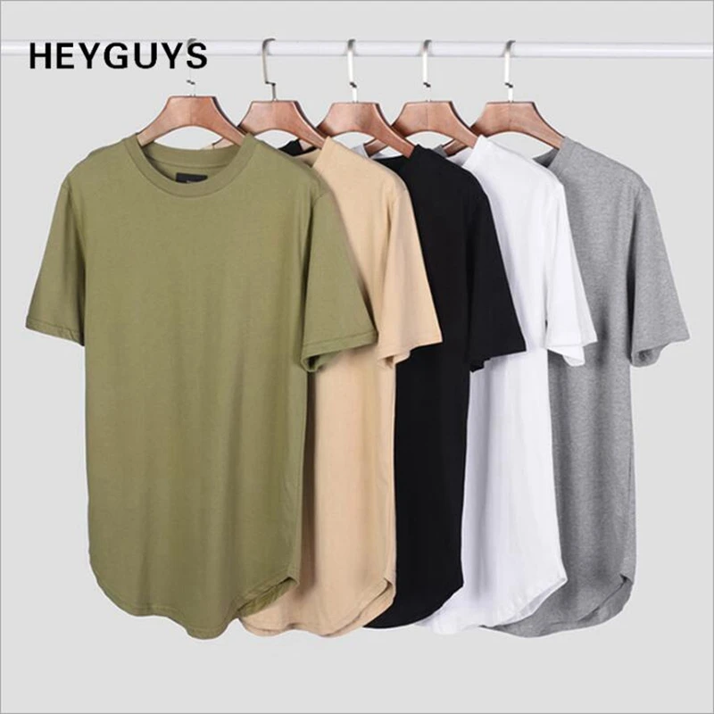 HEYGUYS Новая мужская футболка Летняя однотонная цветная с изогнутым подолом длинная линия Камуфляж хип хоп Футболка Elong Plain Kanye мужские футболки Топ