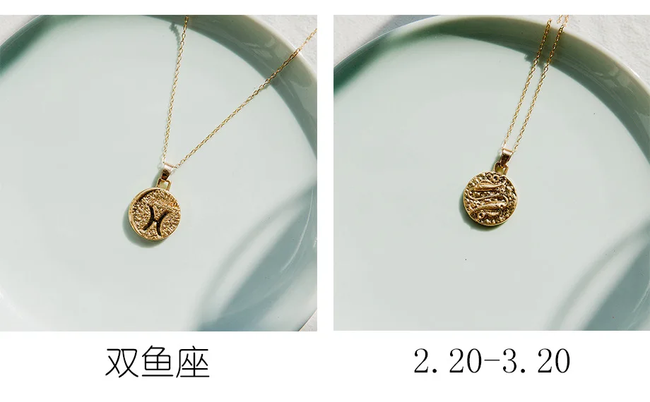 Pisces 1 шт. Знак зодиака ожерелье 12 Созвездие ожерелье s Небесный Keepsake ювелирные изделия Дева Телец Leo Близнецы Bijoux Femme Мода - Окраска металла: Pisces