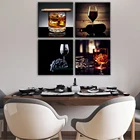 Современные настенные художественные картины на холсте для кухонной комнаты, настенные плакаты и принты для сигар и виски, настенные картины красного вина, декор куадросов