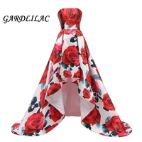 colorful red floral evening dress 2021 pattern long hi lo prom dress formal party gown abendkleider 2021 vestido robe de soiree