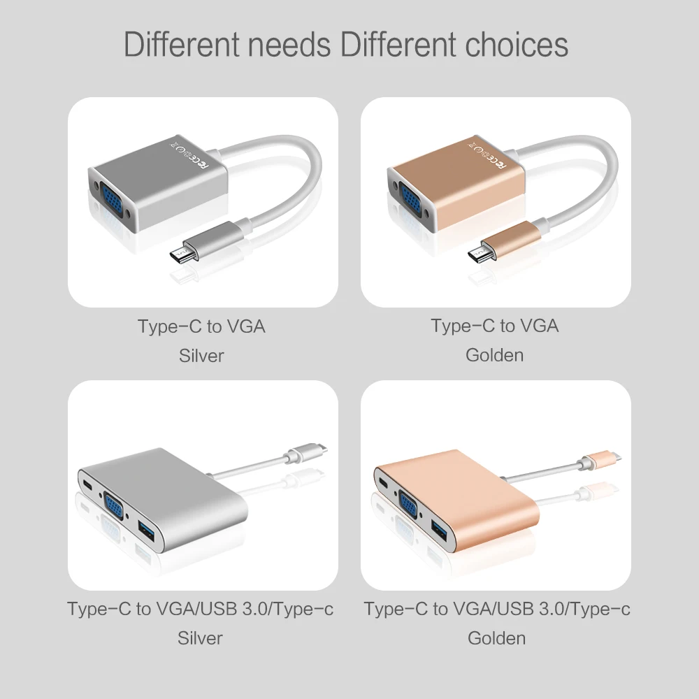 Адаптер FSU USB type-c 3 1/VGA/USB3.0/Type-c штекер-гнездо 1080P для проектора монитора Mate book Macbook |