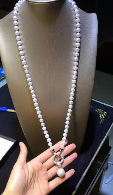 

new design handmade 9-12 mm white pearl necklace 24 inch