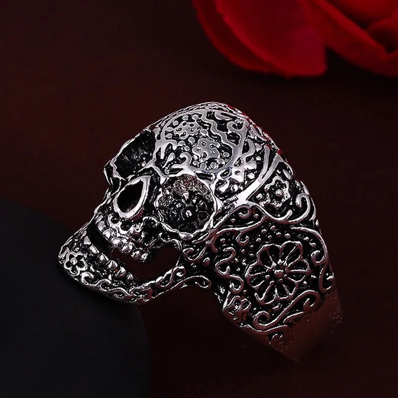 2019 Винтажные кольца с черепом Горячие мужские панковские кольца модного скелета Украшения размера 8 9 10 11 США.