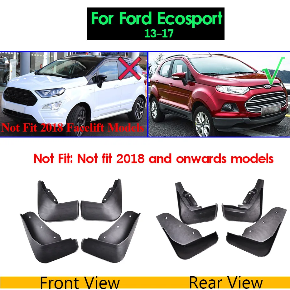 Ecosport 13-17 Брызговики XUKEY для Ford Fiesta Focus Mondeo Fusion Ecosport Escape Kuga Explorer S-Max Брызговики крыло брызговиков - Цвет: Ecosport 13-17