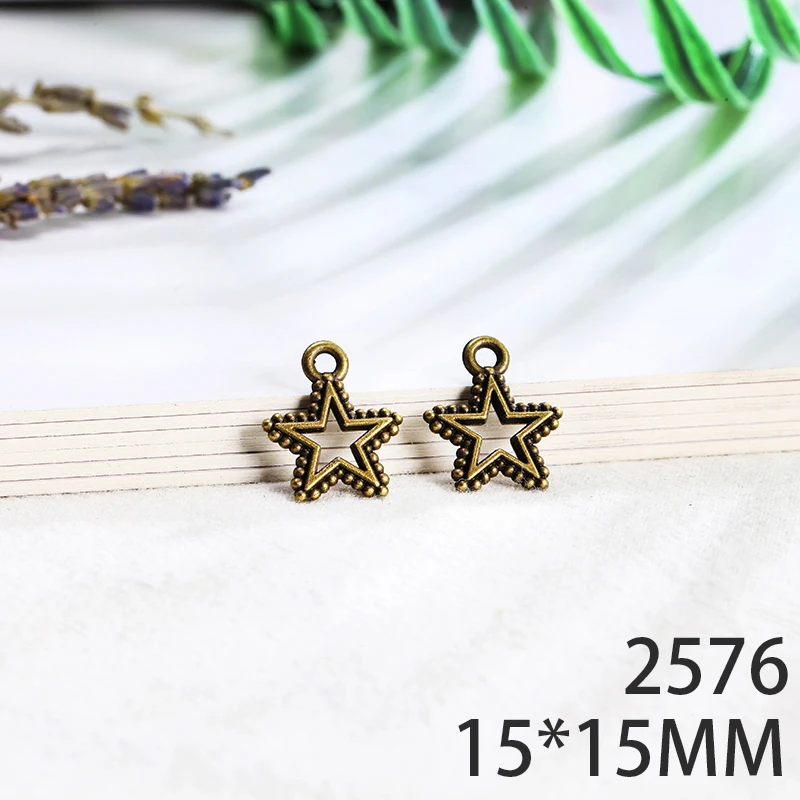

15*15mm 15pcs Double-Sided Starfish Alloy Pendant For Diy Jewelry Making 2 Colors Antique Silver Antique Bronze No.2576