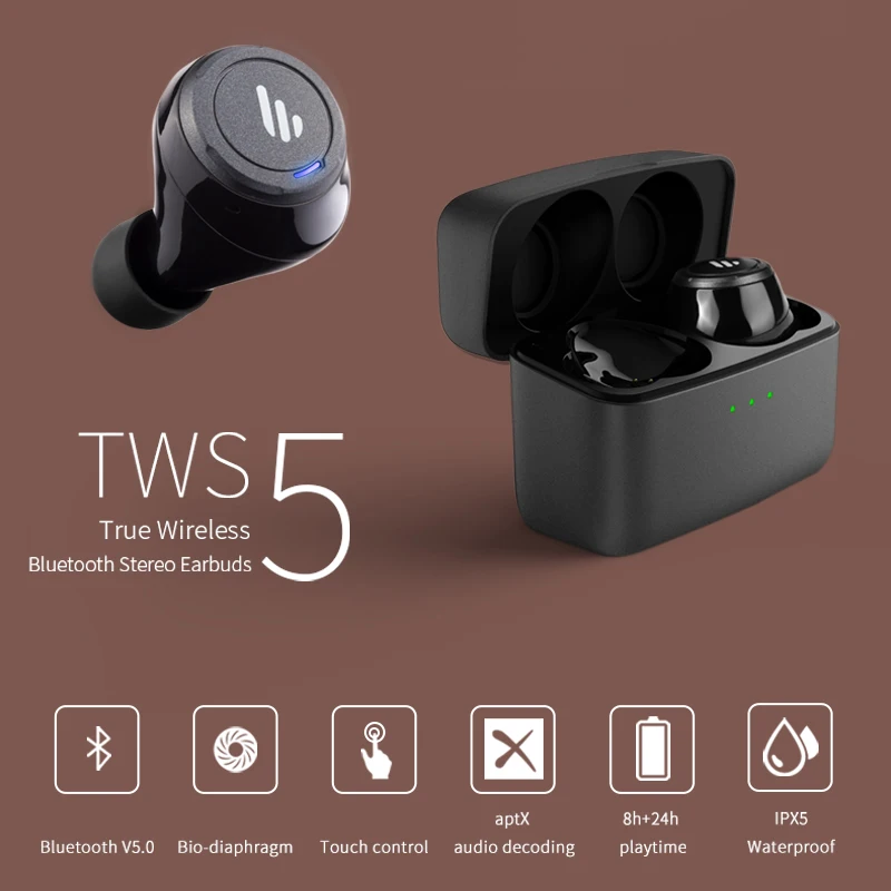 EDIFIER TWS5 настоящие беспроводные стерео наушники Bluetooth V5.0 aptX аудио декодирование IPX5