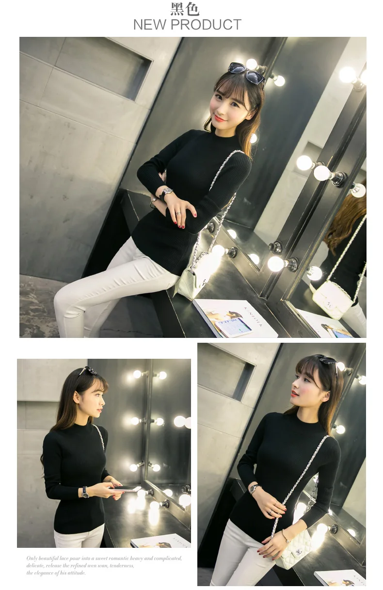 OHCLOTHING новые зимние корейские короткие полу Высокий воротник рубашки с длинными рукавами свитер с высоким воротом Пальто fit