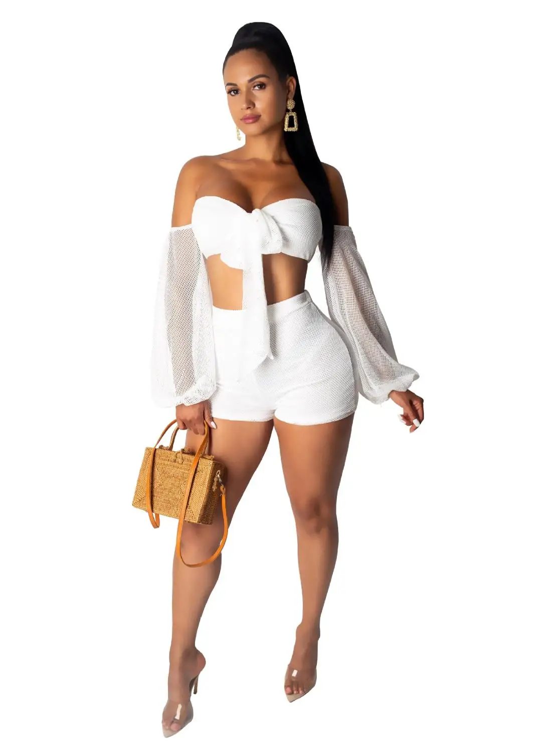 Сексуальный сетчатый бандажный комплект из двух предметов винтажный