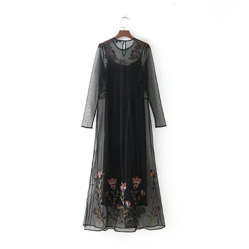 Heydress осенне-зимнее женское платье с круглым вырезом до середины икры с вышивкой цветочное вечернее платье женское платье-комплект для вечеринки