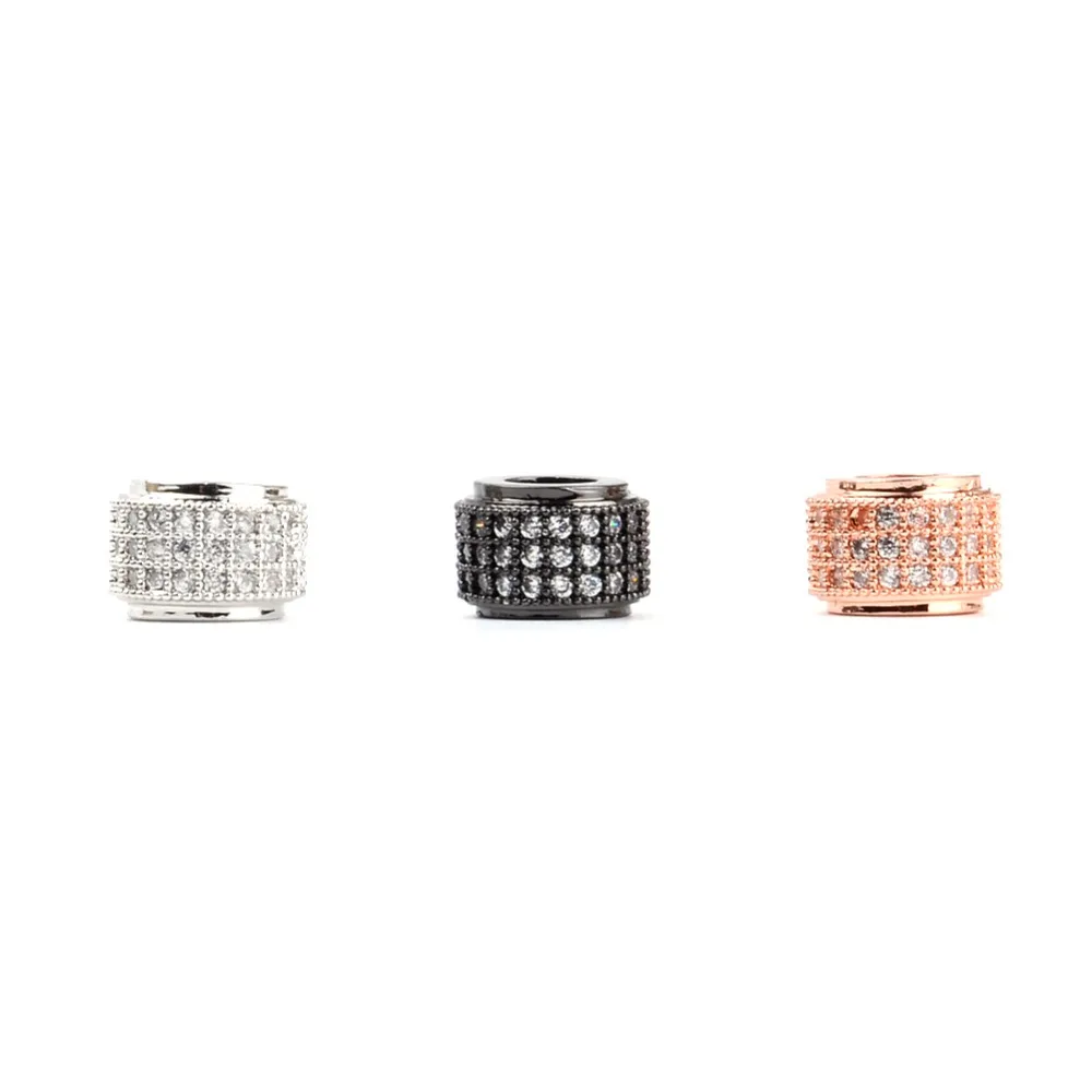 High Quality Micro Pave CZ Large Hole 6*9mm Tube Beads White Crystal Cubic Zirconia for Men Making Bracelet Jewelry | Украшения и