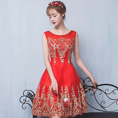 Robe De Soiree, красные, розовые, синие, бисероплетение, кружевные, с разрезом, Короткие вечерние платья для женщин, роскошное вечернее платье, платья для выпускного вечера, robe rouge GF100 - Цвет: Красный