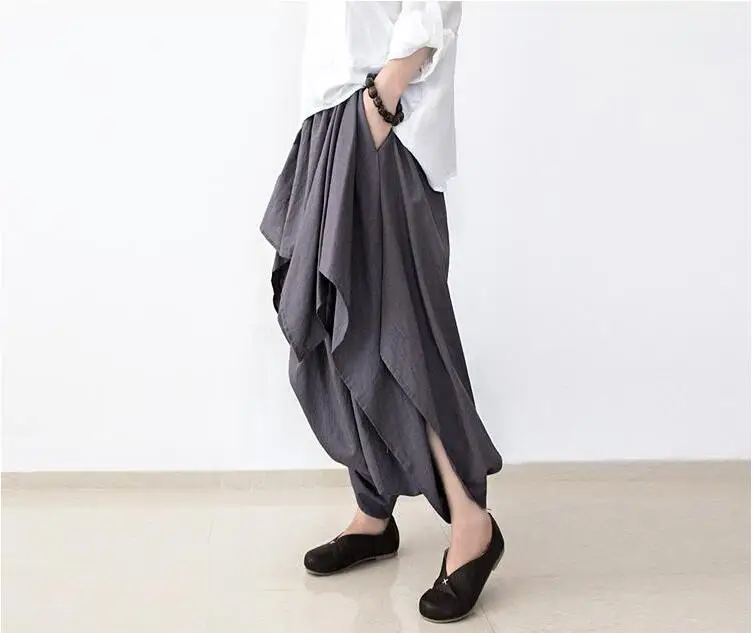 Новые женские брюки с широкими штанинами свободные льняные хлопковые