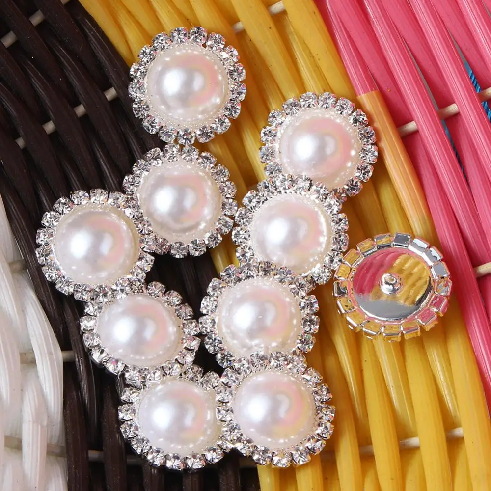 Белый тон хвостовика круглый очаровательный горный хрусталь жемчужина пуговиц