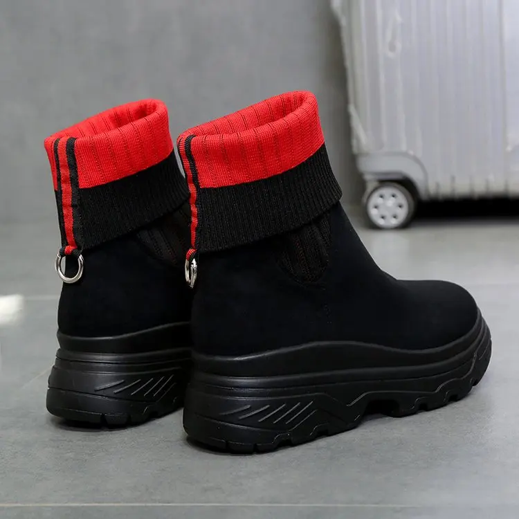 Красный Spring And Autumn Fashion warm snow boots winter new women ankle boots - Цвет: Красный