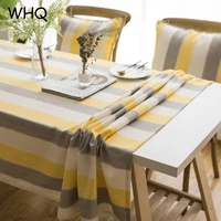 striped table cloth cover waterproof polyester modern tablecloth yellow grey home decor coffee table furniture dustproof cover