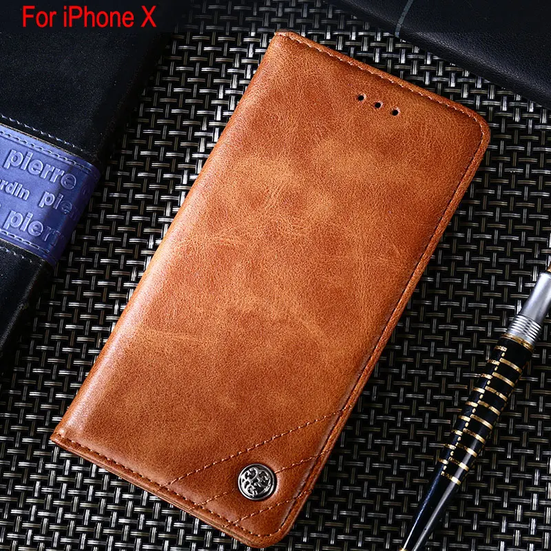Для iPhone X Case Роскошный кожаный чехол с откидной крышкой и подставкой отделением