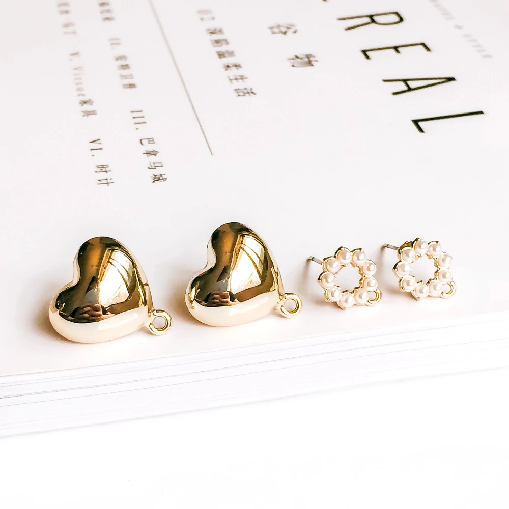 KC Позолоченные Круглые серьги-гвоздики в форме сердца аксессуары для ушей