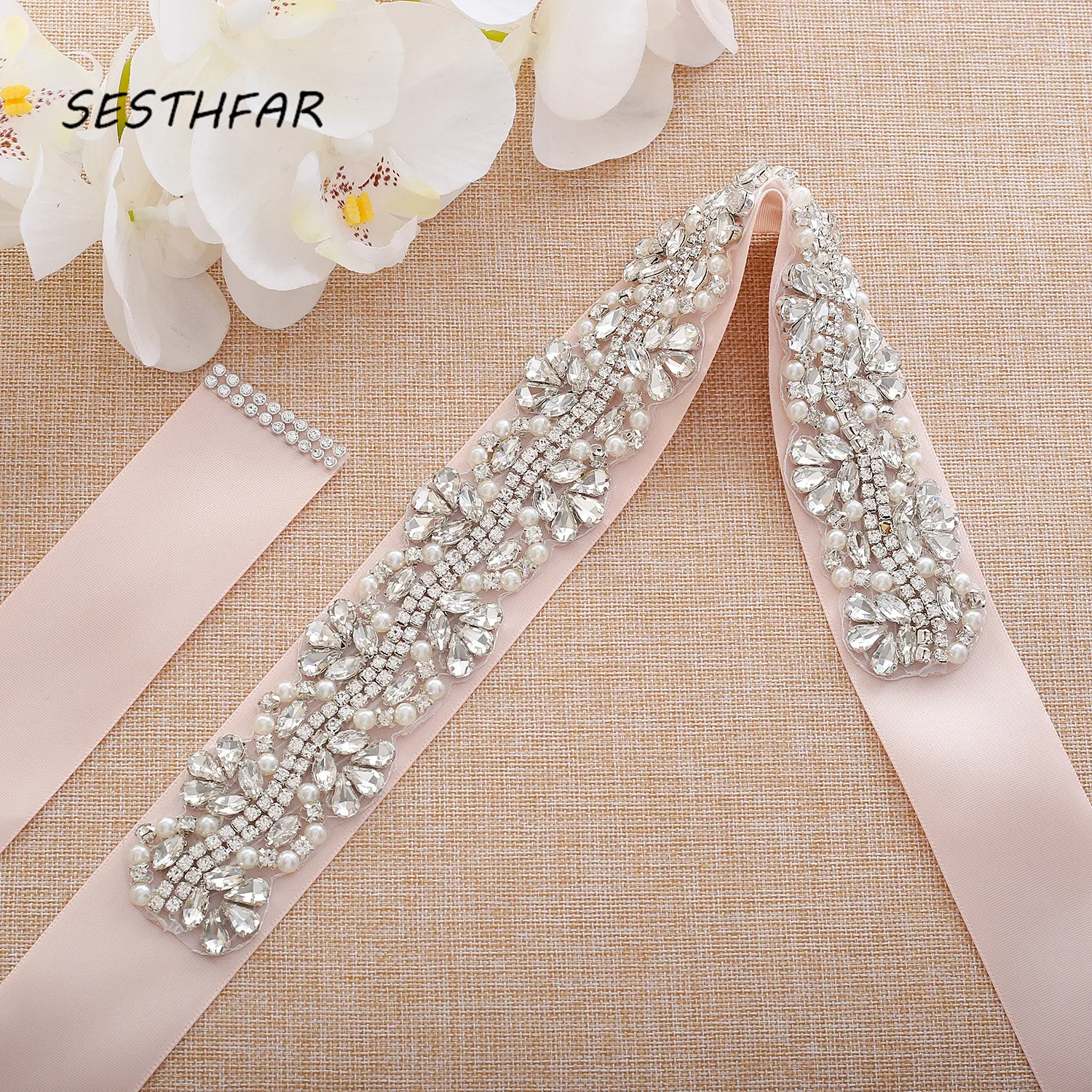 Свадебный ремень искусственный жемчуг со стразами для свадебного платья