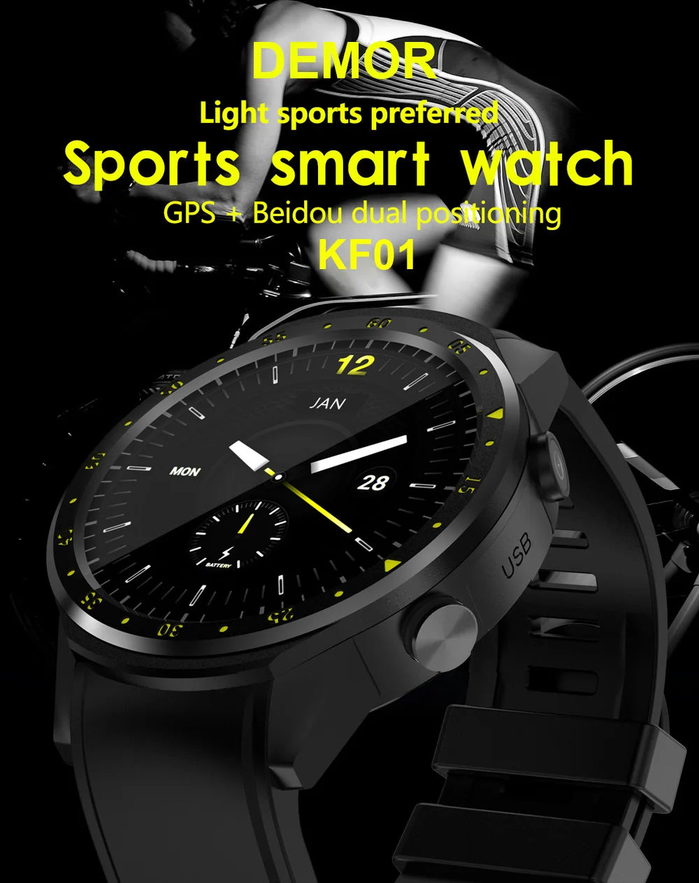 DEMOR KF01 gps Смарт-часы, связанные с компасом, камерой, sim-картой, мужские Мульти-спортивные Смарт-часы для iPhone X, samsung, Android Phone