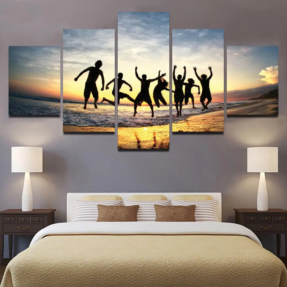 

Drop shipping 5 Panel Wall Art Pictures Canvas Painting abstract canvas poster painting decoration for living room LW099