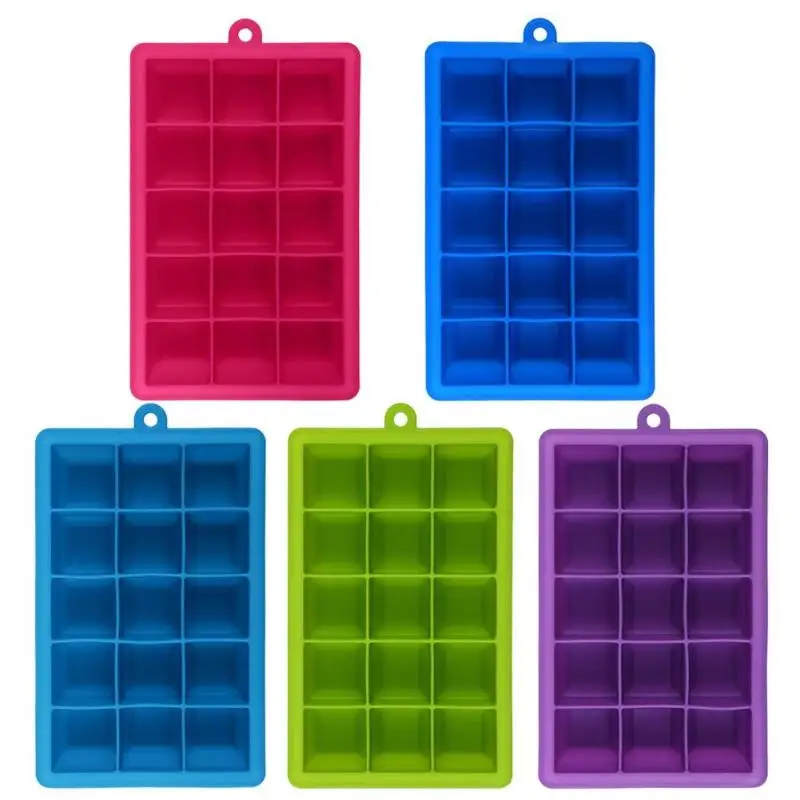 

15 Grids Silicone Square Shape Form Ice Cube Mold Tray Fruit Popsicle Ice Cream Maker for Wine Kitchen Bar Drinking Accessories