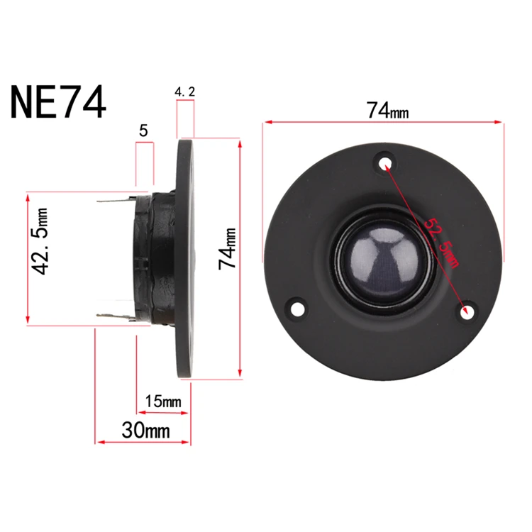 HIFIDIY LIVE 2,5~ 3 дюйма твитер Динамик блок сильный неодимовый магнит Шелковый мембрана 6 Ом 30 Вт ATreble громкий Динамик NE66/70/74/80 мм - Цвет: NE74