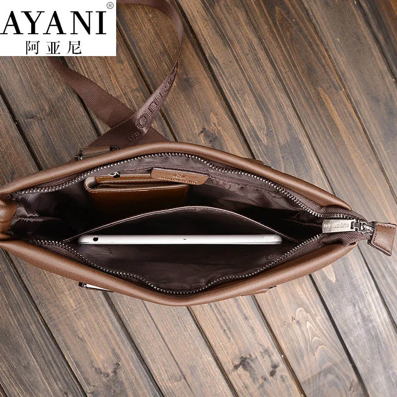 AYANI Марка 100% Мужские портфели сумки Супер высокое качество деловые на ремне Кожа