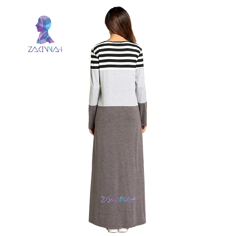 Модная мусульманская абайя в полоску Макси Платье Кимоно длинное платье туника