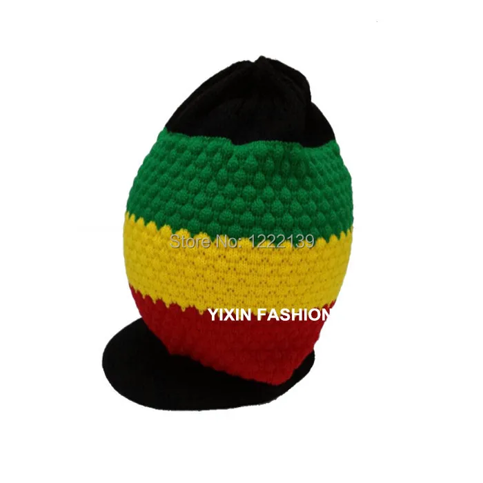 Длинная вязаная шапка regae Rasta Jamaica Marley зимняя с козырьком | Аксессуары для одежды